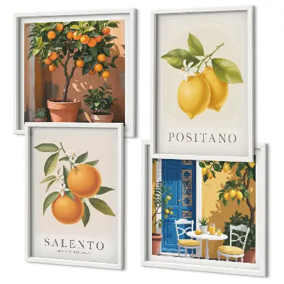 Amalfi citroner och apelsiner set om 4 tavlor