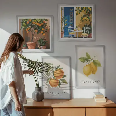 Amalfi citroner och apelsiner set om 4 tavlor