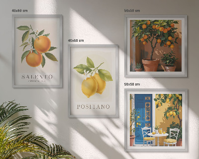 Set om 4 tavlor Amalfi citroner och apelsiner