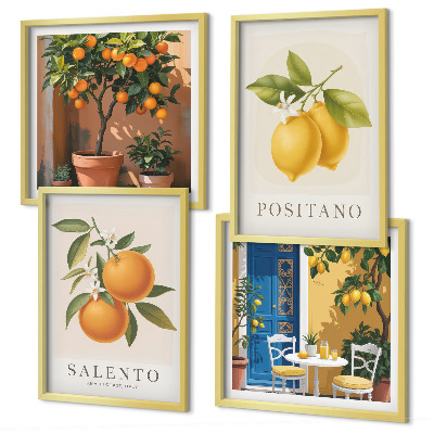 Set om 4 tavlor Amalfi citroner och apelsiner