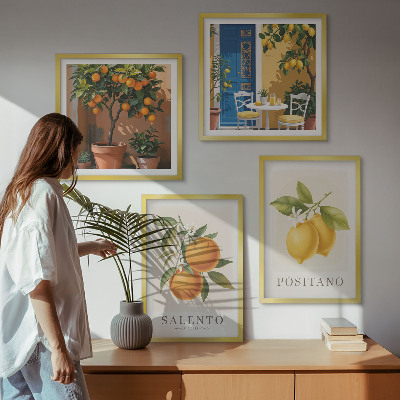 Set om 4 tavlor Amalfi citroner och apelsiner