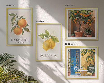 Set om 4 tavlor Amalfi citroner och apelsiner
