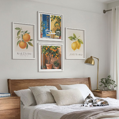 Set om 4 tavlor Amalfi citroner och apelsiner