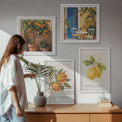 Set om 4 tavlor Amalfi citroner och apelsiner