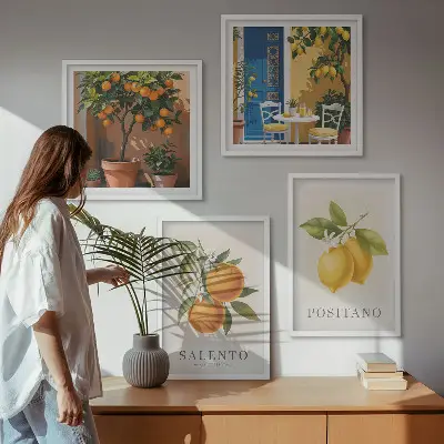 Amalfi citroner och apelsiner set om 4 tavlor