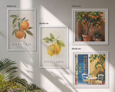 Set om 4 tavlor Amalfi citroner och apelsiner