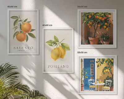 Amalfi citroner och apelsiner set om 4 tavlor