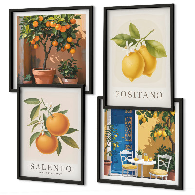 Set om 4 tavlor Amalfi citroner och apelsiner