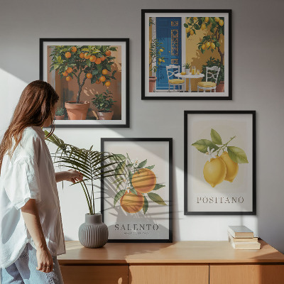 Set om 4 tavlor Amalfi citroner och apelsiner