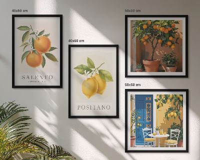Set om 4 tavlor Amalfi citroner och apelsiner