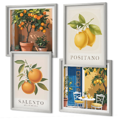 Set om 4 tavlor Amalfi citroner och apelsiner