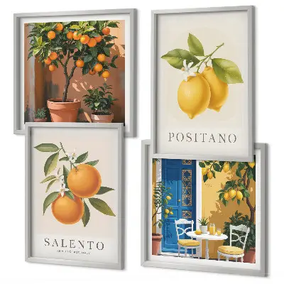 Amalfi citroner och apelsiner set om 4 tavlor