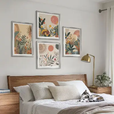 Tavlor med växtmotiv set om 4 stycken i färg