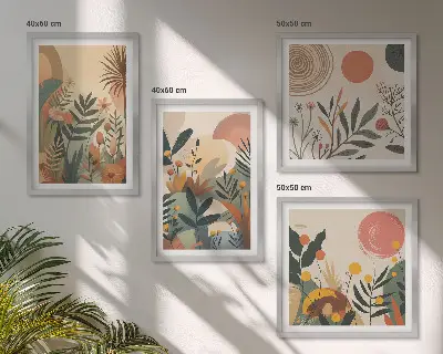 Tavlor med växtmotiv set om 4 stycken i färg