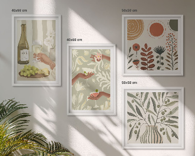 Tavelvägg med 4 tavlor Rustika cocktails med olivblommor