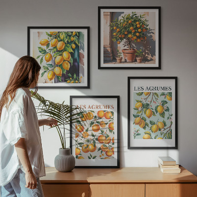 Set om 4 tavlor Fruktiga citrusmönster