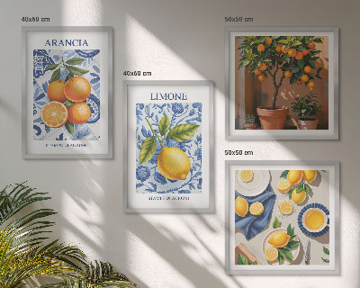 Tavelvägg ovanför soffa Citrusfrukter Illustrationer