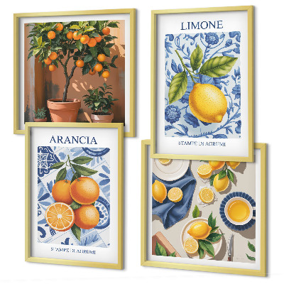 Tavelvägg ovanför soffa Citrusfrukter Illustrationer
