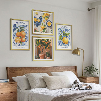 Tavelvägg ovanför soffa Citrusfrukter Illustrationer
