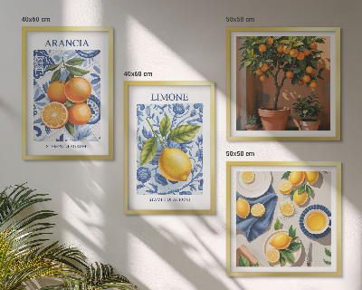 Tavelvägg ovanför soffa Citrusfrukter Illustrationer