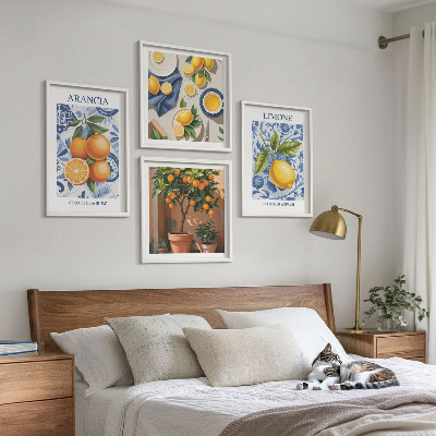 Tavelvägg ovanför soffa Citrusfrukter Illustrationer