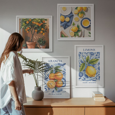 Tavelvägg ovanför soffa Citrusfrukter Illustrationer