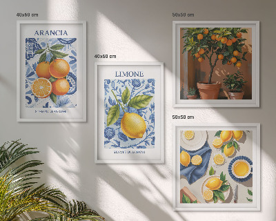 Tavelvägg ovanför soffa Citrusfrukter Illustrationer