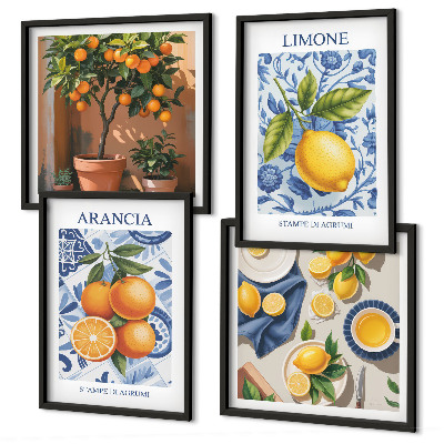 Tavelvägg ovanför soffa Citrusfrukter Illustrationer