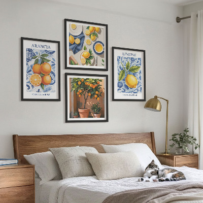 Tavelvägg ovanför soffa Citrusfrukter Illustrationer