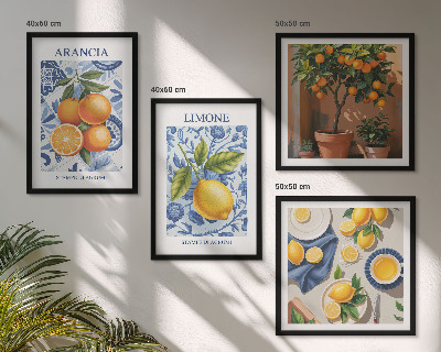 Tavelvägg ovanför soffa Citrusfrukter Illustrationer