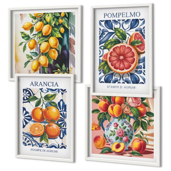 Set om 4 tavlor Italienska citrusmodeposters