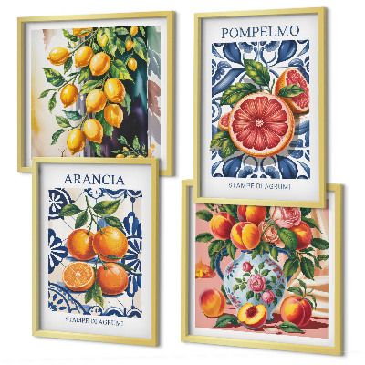 Set om 4 tavlor Italienska citrusmodeposters
