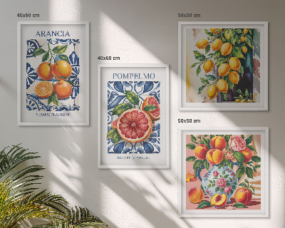 Set om 4 tavlor Italienska citrusmodeposters