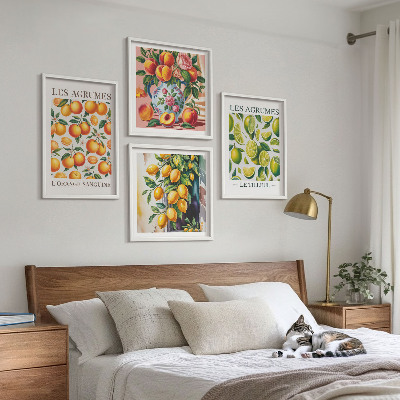 Tavelvägg ovanför soffa Färska färgglada citrusfrukter