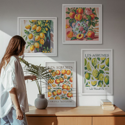 Tavelvägg ovanför soffa Färska färgglada citrusfrukter