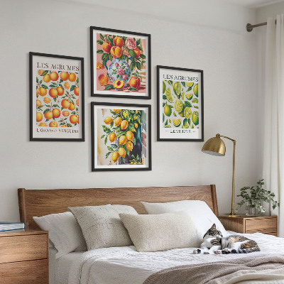 Tavelvägg ovanför soffa Färska färgglada citrusfrukter