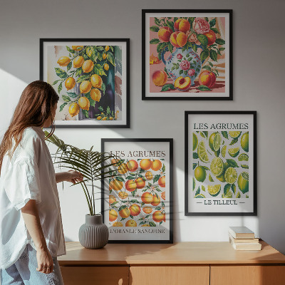 Tavelvägg ovanför soffa Färska färgglada citrusfrukter