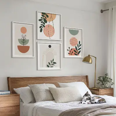 Moderna växtmotiv set med 4 tavlor
