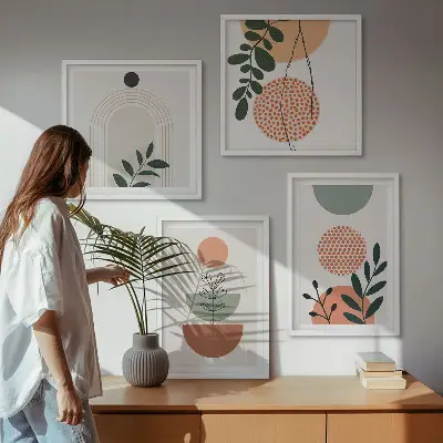 Moderna växtmotiv set med 4 tavlor