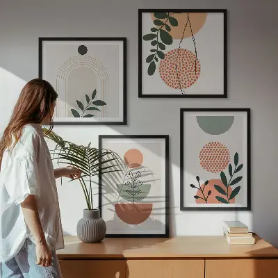Moderna växtmotiv set med 4 tavlor