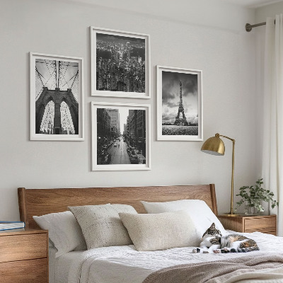 Set om 4 tavlor Monokromatiska brotorn