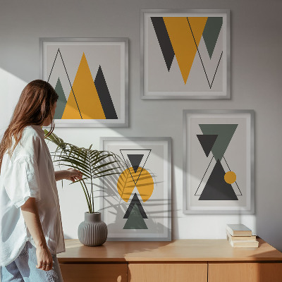 Tavelvägg ovanför soffa Abstrakta geometriska former