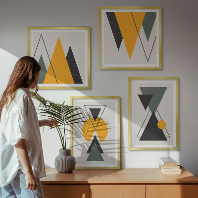 Tavelvägg ovanför soffa Abstrakta geometriska former