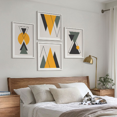 Tavelvägg ovanför soffa Abstrakta geometriska former
