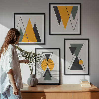 Tavelvägg ovanför soffa Abstrakta geometriska former