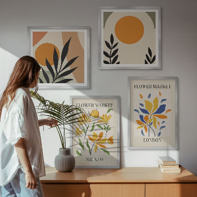 Set om 4 tavlor Blommiga posters Paris Milano