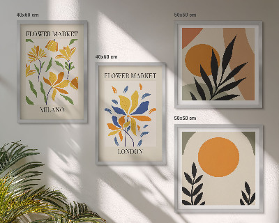 Set om 4 tavlor Blommiga posters Paris Milano