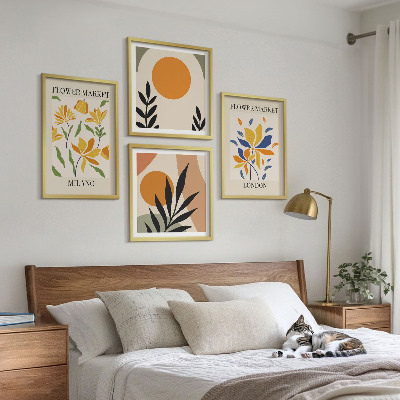 Set om 4 tavlor Blommiga posters Paris Milano