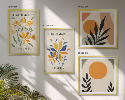Set om 4 tavlor Blommiga posters Paris Milano