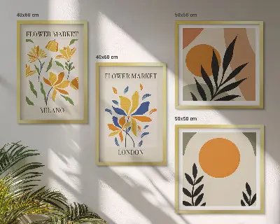 Blommiga posters Paris Milano set om 4 tavlor